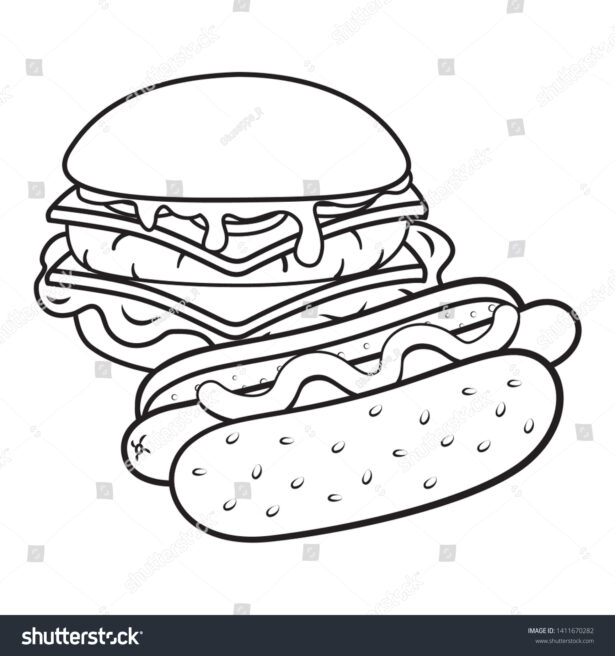 Hamburger Hot Dog Black Stock Vector Royalty Free Pictures And