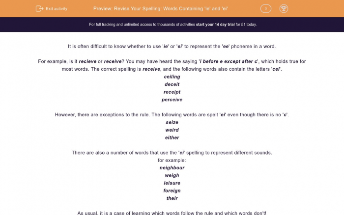Ie Or Ei Worksheet