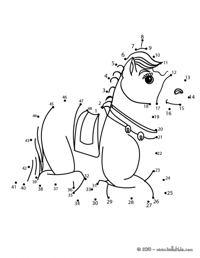 Laying Horse Dot To Game Printable Connect The Dots Coloring Grade