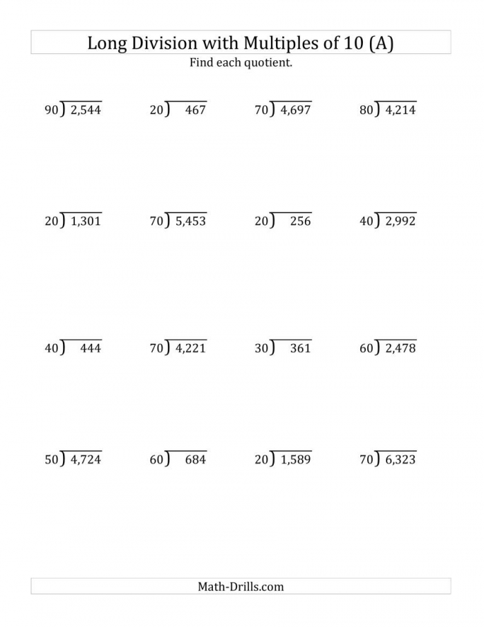 Long Division By Multiples Of  With Remainders A