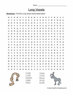 Long “A”: Word Search