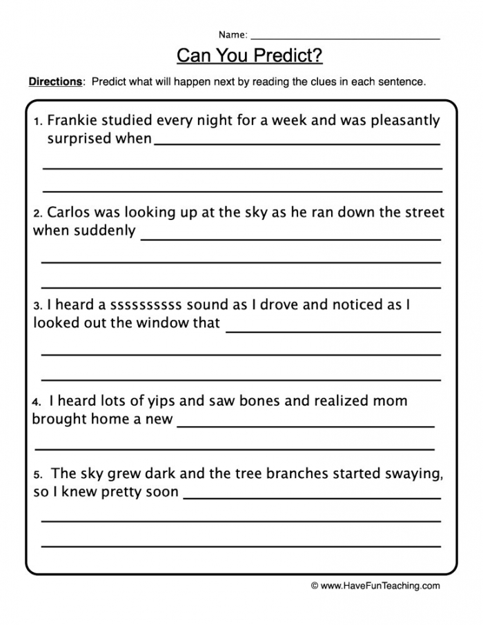 Predict First And Next 2 Worksheets 99Worksheets