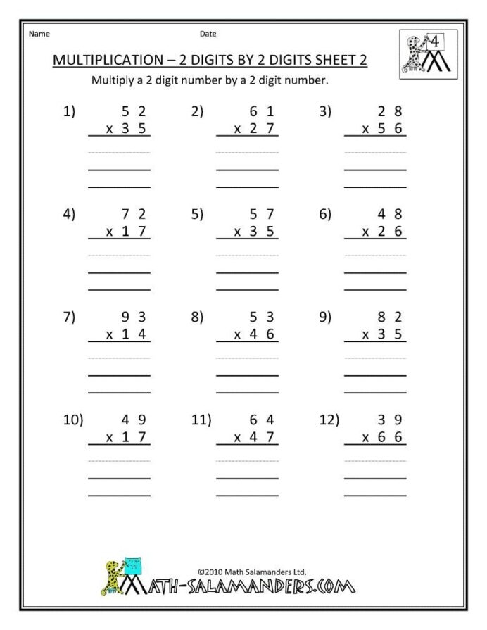 Multiplication Worksheets Grade And Th Math Mystery Town Th