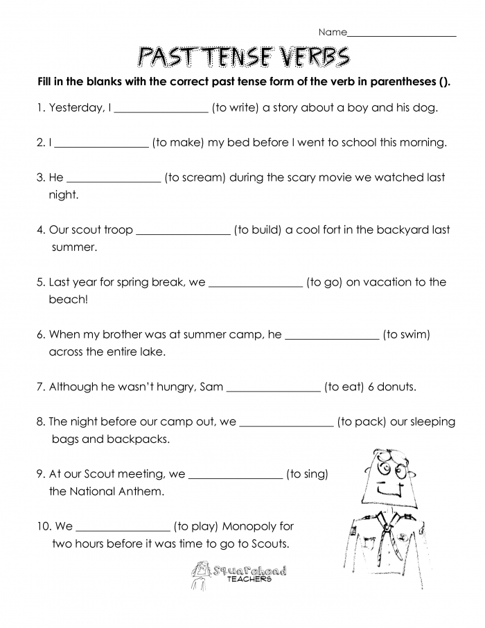 Verb Tense Worksheets A A