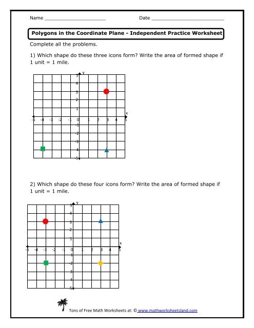 Polygons In The Coordinate Plane Independent Practice Worksheet