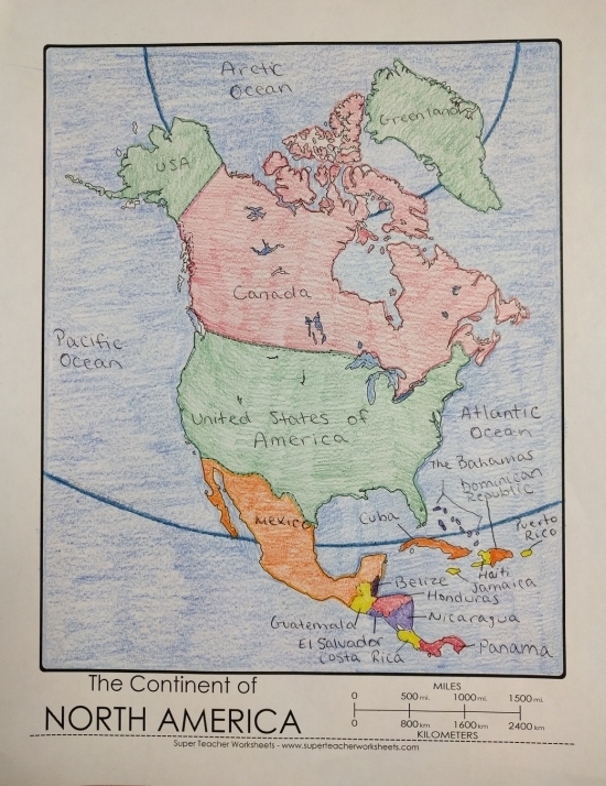 Color The Continents North America Worksheets 99Worksheets