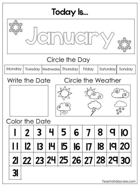 Printable Preschool Calendar Worksheet Pages Month  Day  Date