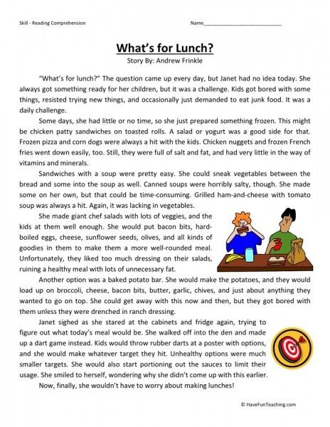 Reading Comprehension Worksheet