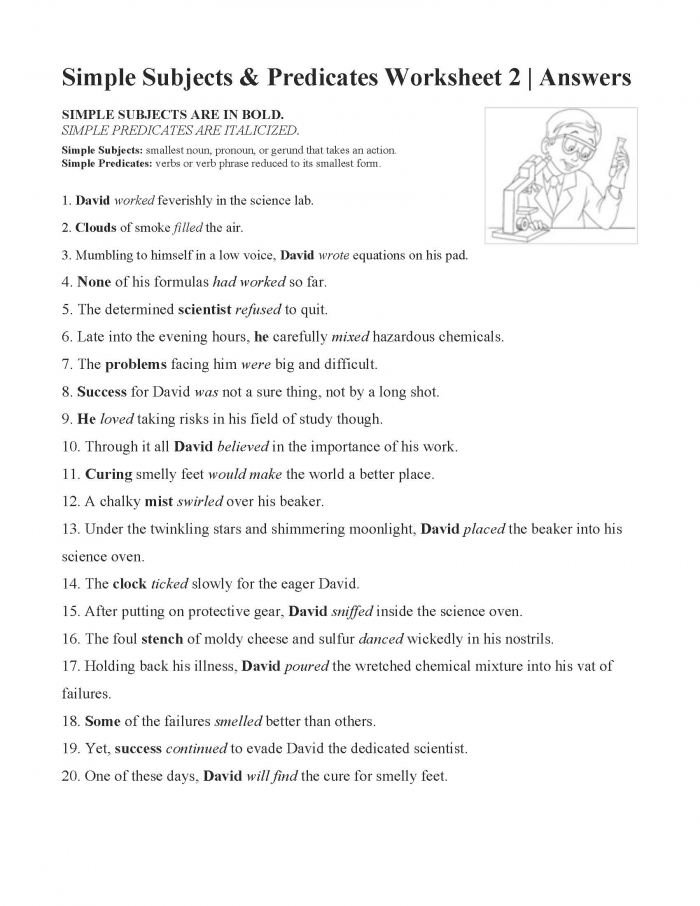 Subject And Predicate Worksheet Worksheets | 99Worksheets