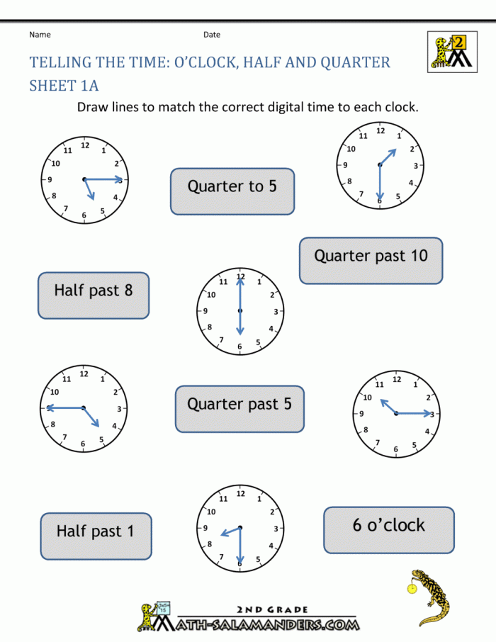 Telling Time: Quarter Till And Quarter Past Worksheets | 99Worksheets