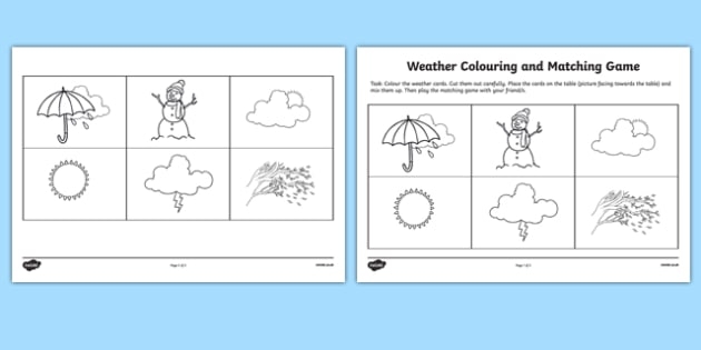 Weather Matching Game Worksheet  Worksheet Teacher Made
