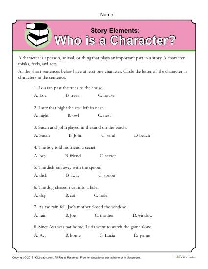 Identifying Character Traits Worksheet