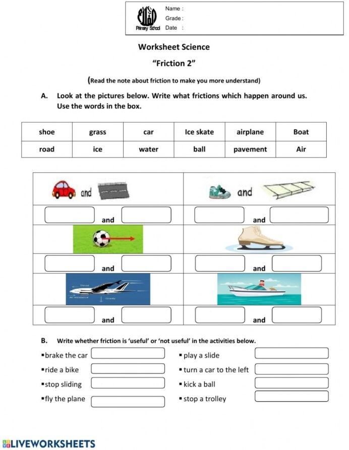 Worksheet Science Friction Interactive Grade Worksheets Air