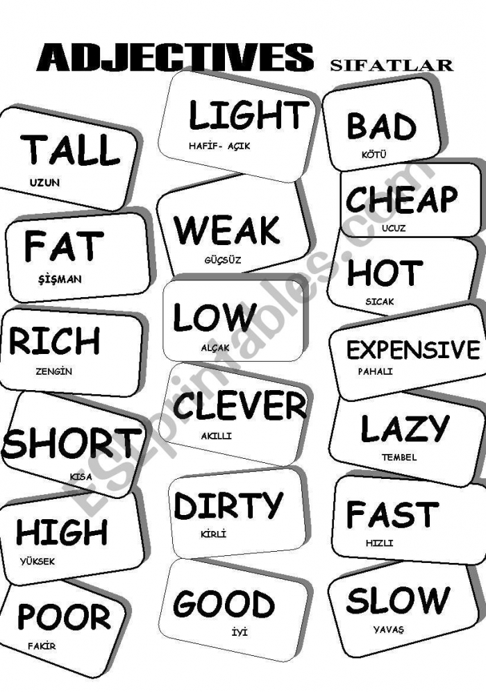 Adjectives For Turkish Kids