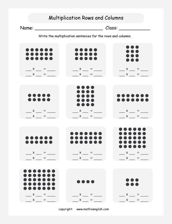 Basic Multiplication Worksheet With Rows And Columns Of Dots In