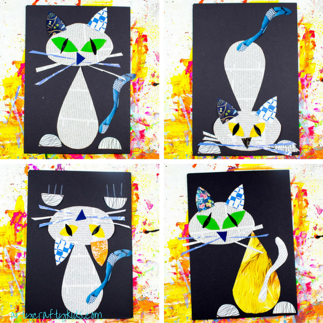 Cool Cat Newspaper Art Project For Kids