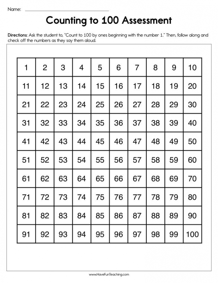 Counting To  Assessment Worksheet  Have Fun Teaching