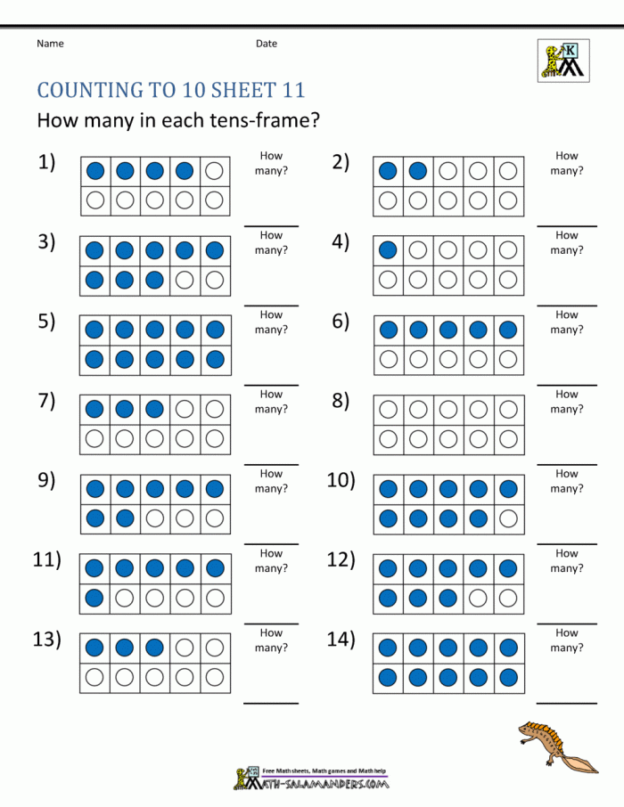 Counting To  Worksheets