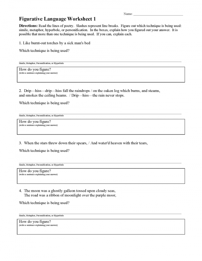 Figurative Language Worksheet