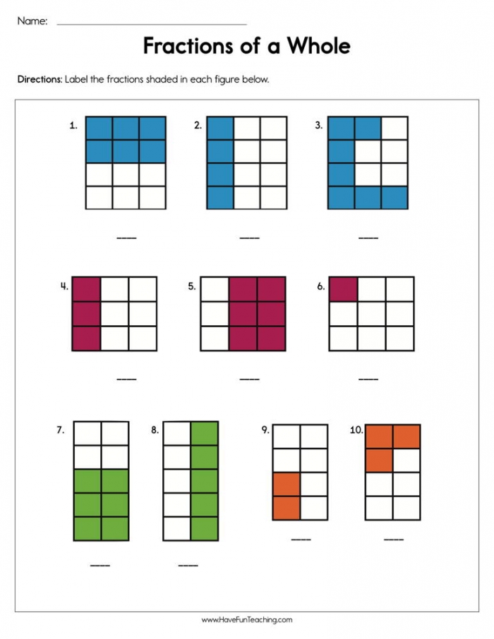 Fractions Of A Whole Worksheet  Have Fun Teaching