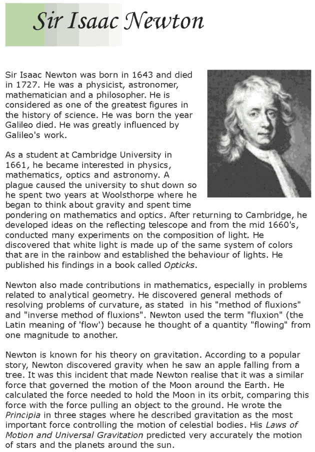 essay about isaac newton biography