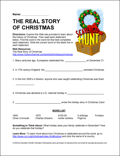 Internet Scavenger Hunt The Real Story Of Christmas