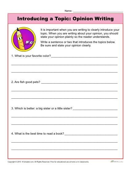Introducing A Topic Opinion Writing