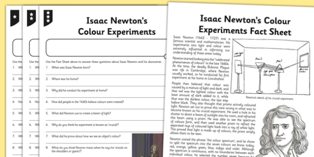 Isaac Newton Differentiated Reading Worksheets