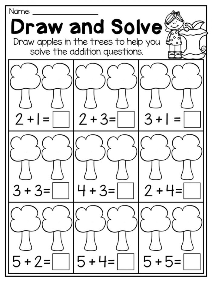 Kindergarten Picture Addition Worksheet This Fall Kindergarten