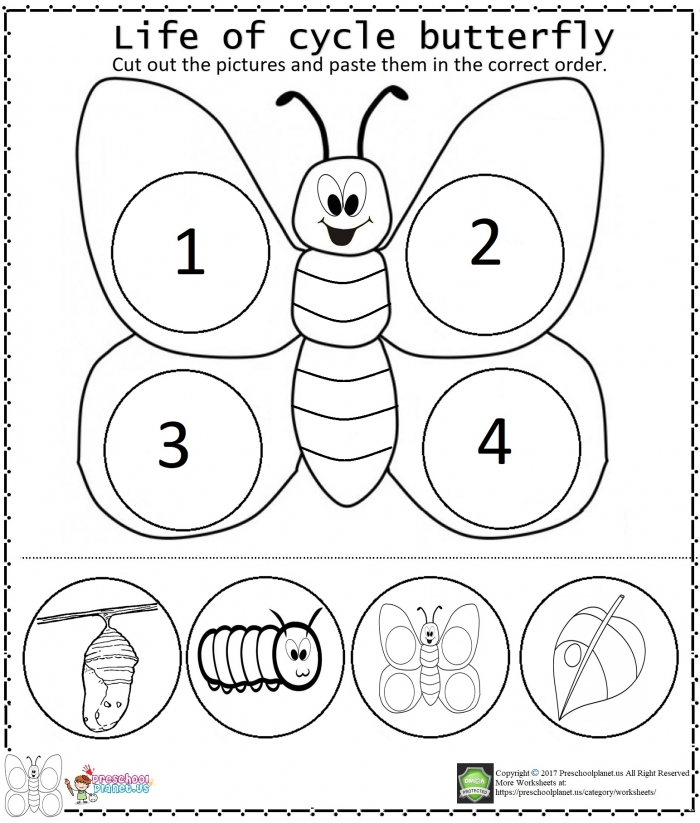 Count And Color One Butterfly Worksheets 99Worksheets