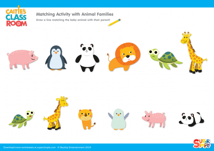 Baby Animal Match-Up Worksheets | 99Worksheets