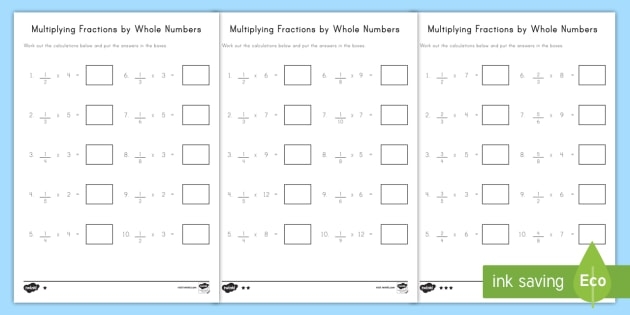 Multiplying Fractions By Whole Numbers Activity