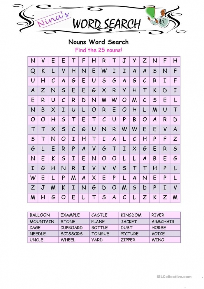 Nouns Word Search