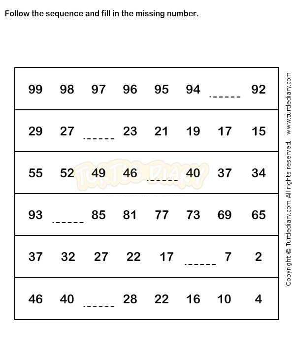 Arithmetic Sequence Worksheet Whole Numbers