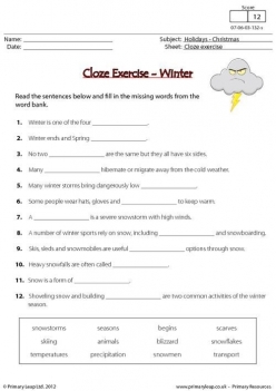 Spelling Months: Winter