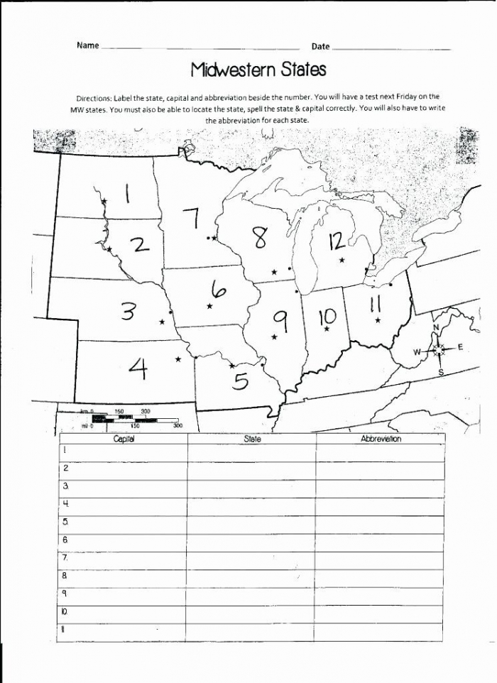Printable State Capitals Quiz Us Capitals And States Map