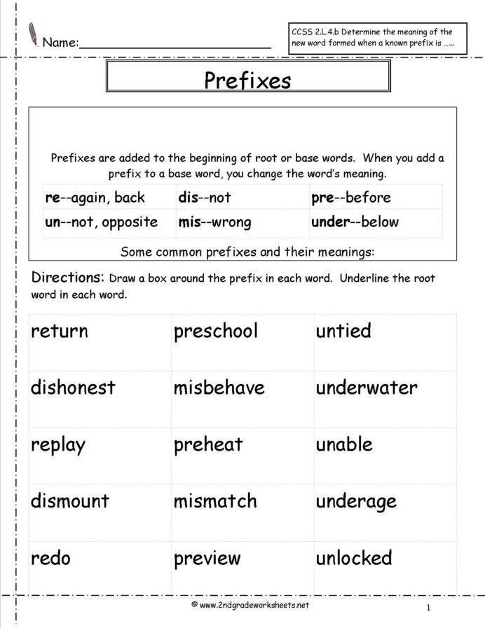 Free Printable Prefix And Suffix Worksheets For Second Grade