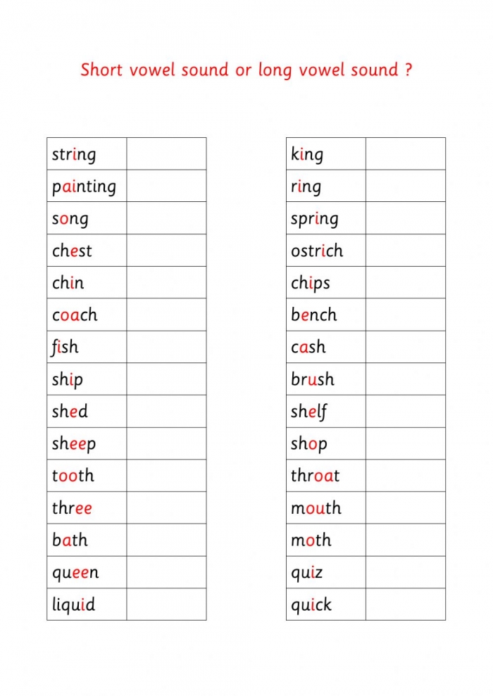 Short Vowel Sound Or Long Vowel Sound Worksheet