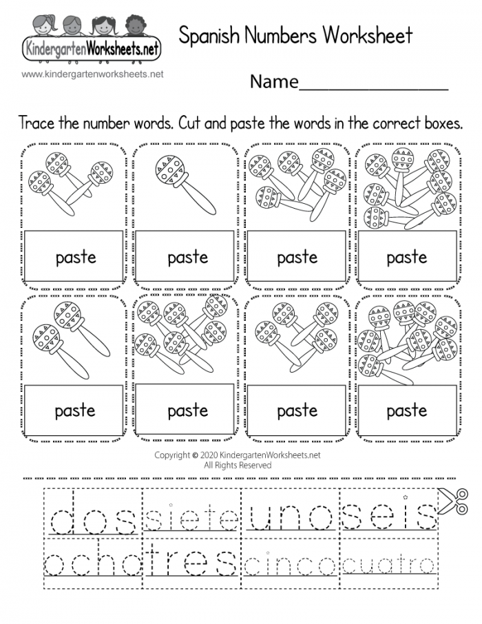 Kindergarten Worksheet In Spanish In 2020 Kindergarten Worksheets Spanish Numbers Worksheets 