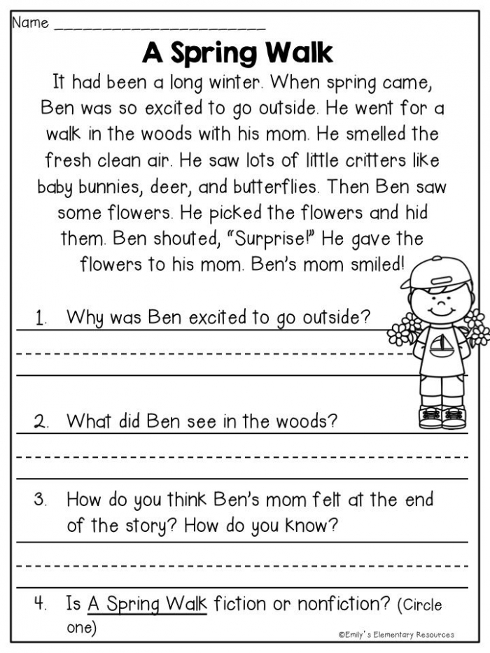 reading comprehension what do you think worksheets