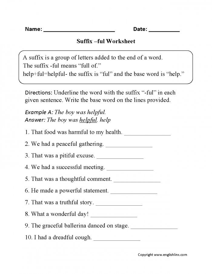 English Suffix Worksheets