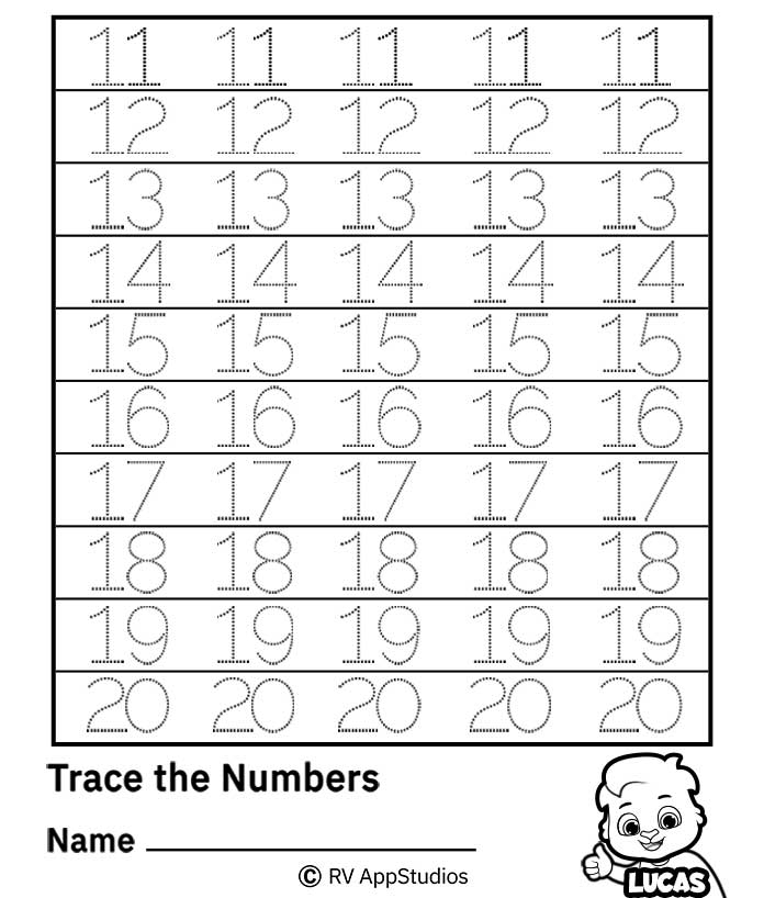 Writing Numbers 11 20 Worksheets Kindergarten