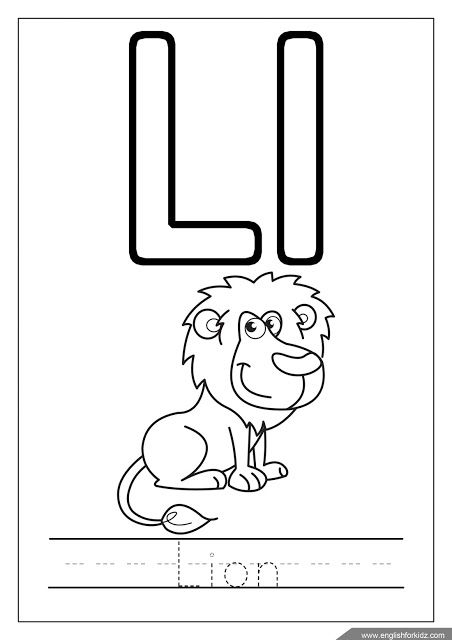 Alphabet Coloring Page  Letter L Coloring  L Is For Lion