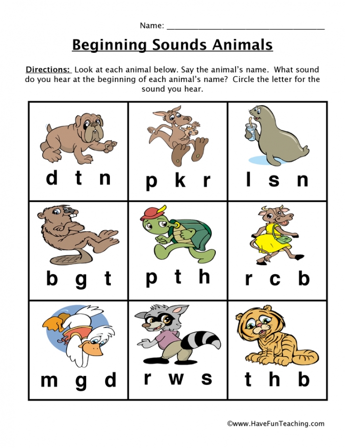 Animal Pictures Beginning Sounds Worksheet  Have Fun Teaching