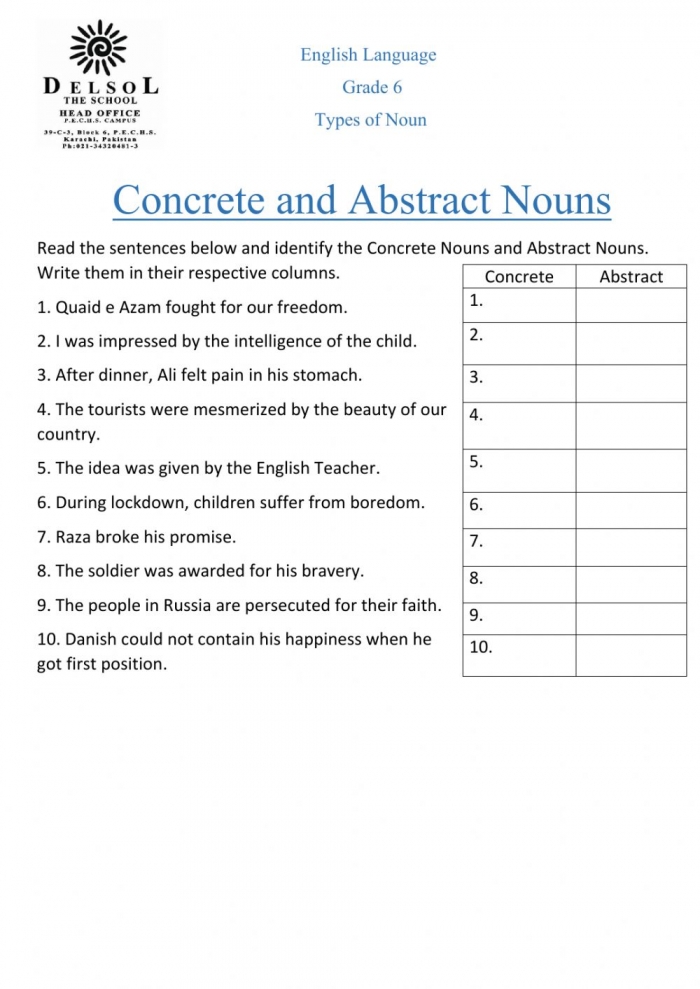 abstract-nouns-worksheets