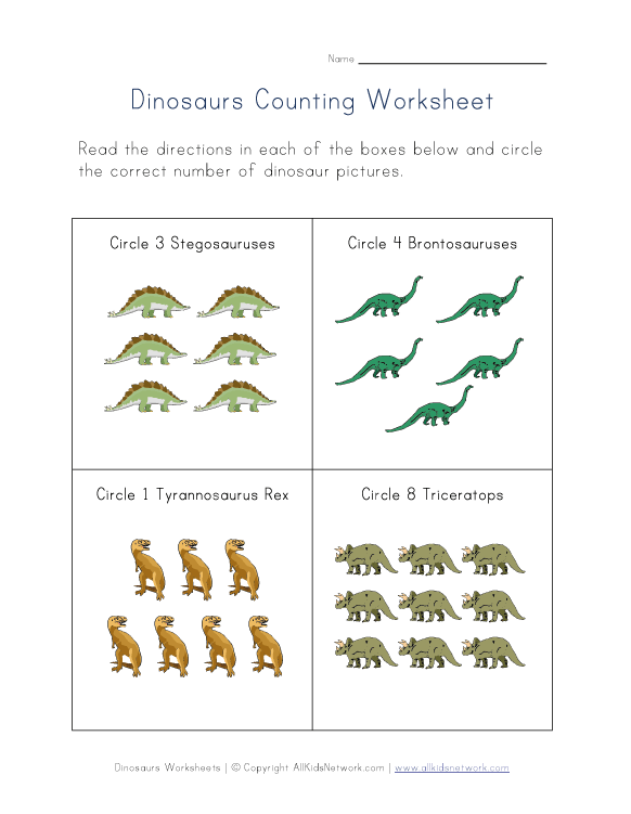 Counting Dinosaurs Worksheet