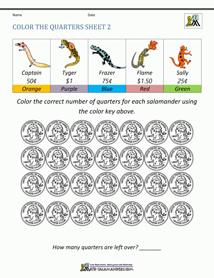 Counting Quarters Worksheet