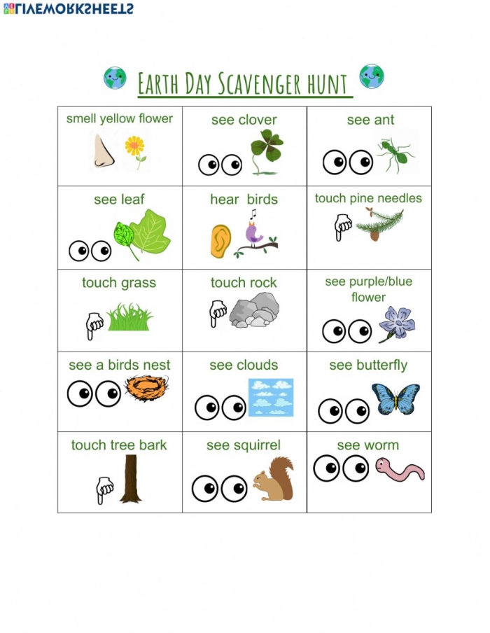 Earth Day Scavenger Hunt Worksheet