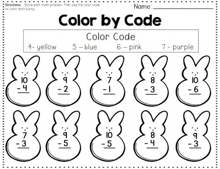 Easter Kindergarten Worksheets Best Coloring For Kids Bunny Math