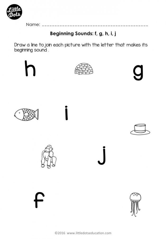 Free Beginning Sounds Worksheets For Letters F  G  H  I And J For